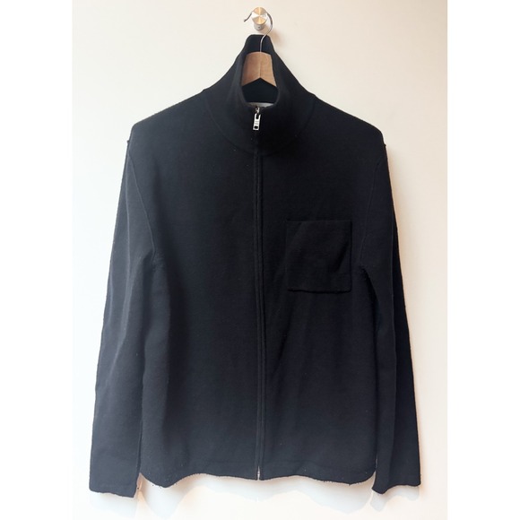 Farhi Other - Farhi Men's Wool Blend Black Sweater Full Zip Mock Neck Preppy Academia Sz L
